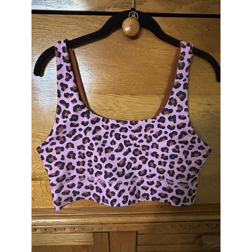 Fabletics Y2K Athleisure Pink‎ Leopard Print Sports Bra Athletic Crop Top Sporty